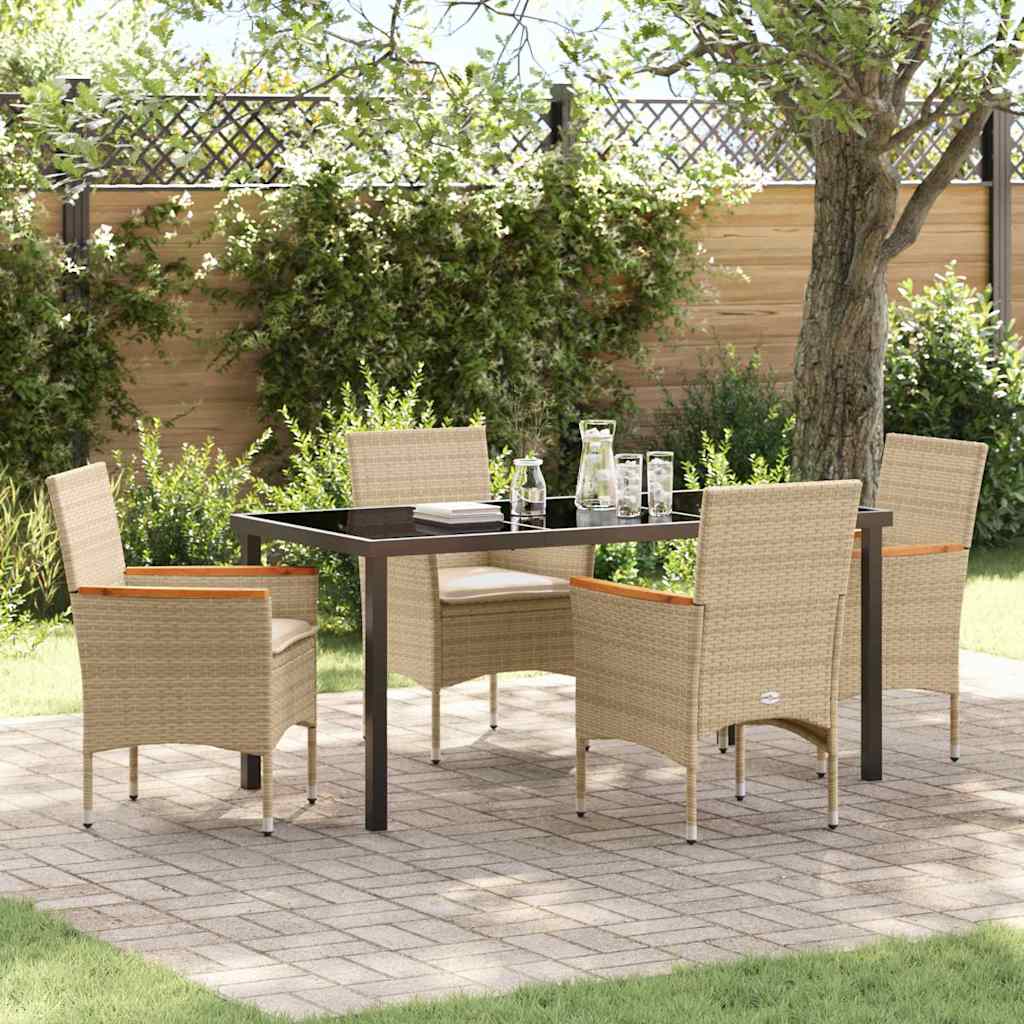 Conjunto de Jantar de Jardim 5 pçs Bege rotim sintético