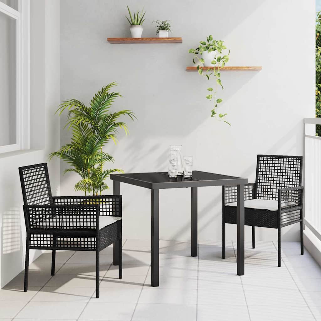 Conjunto de Comedor de Jardín 3 pcs Negro ratán sintético
