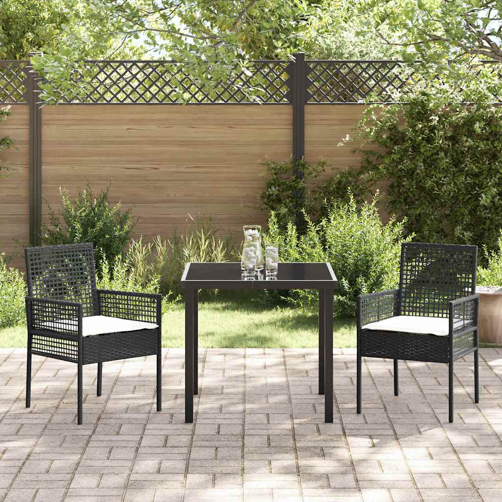 Conjunto de Comedor de Jardín 3 pcs Negro ratán sintético