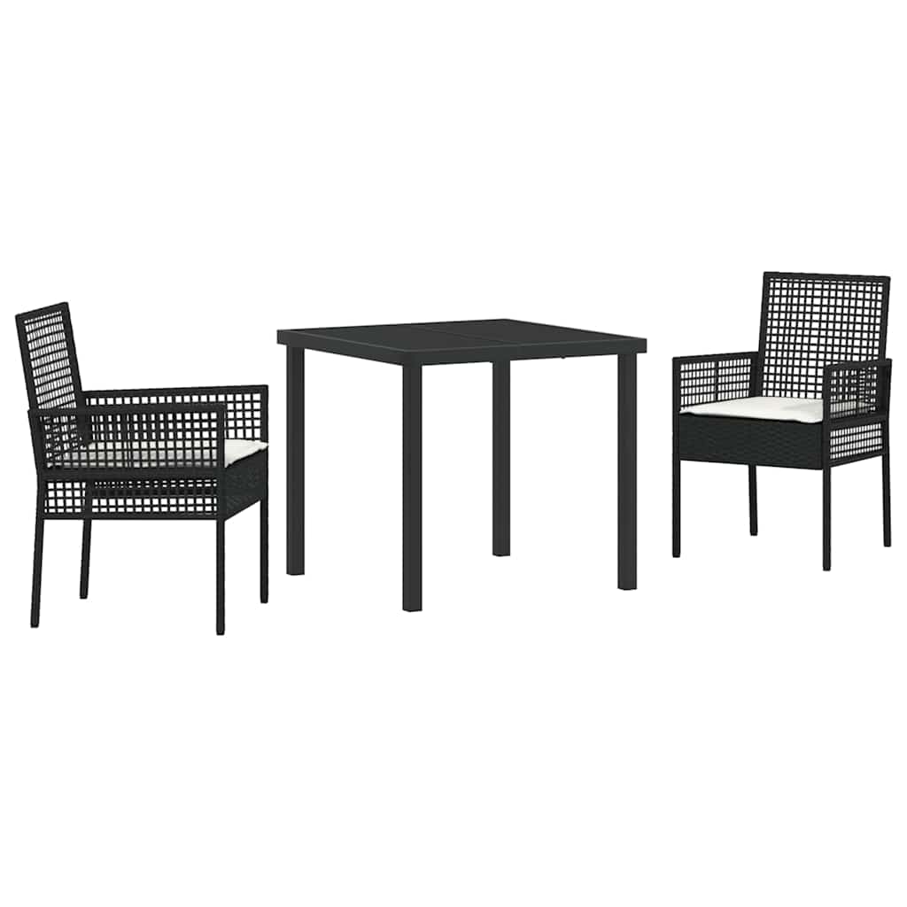 Conjunto de Comedor de Jardín 3 pcs Negro ratán sintético