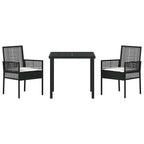 Conjunto de Comedor de Jardín 3 pcs Negro ratán sintético