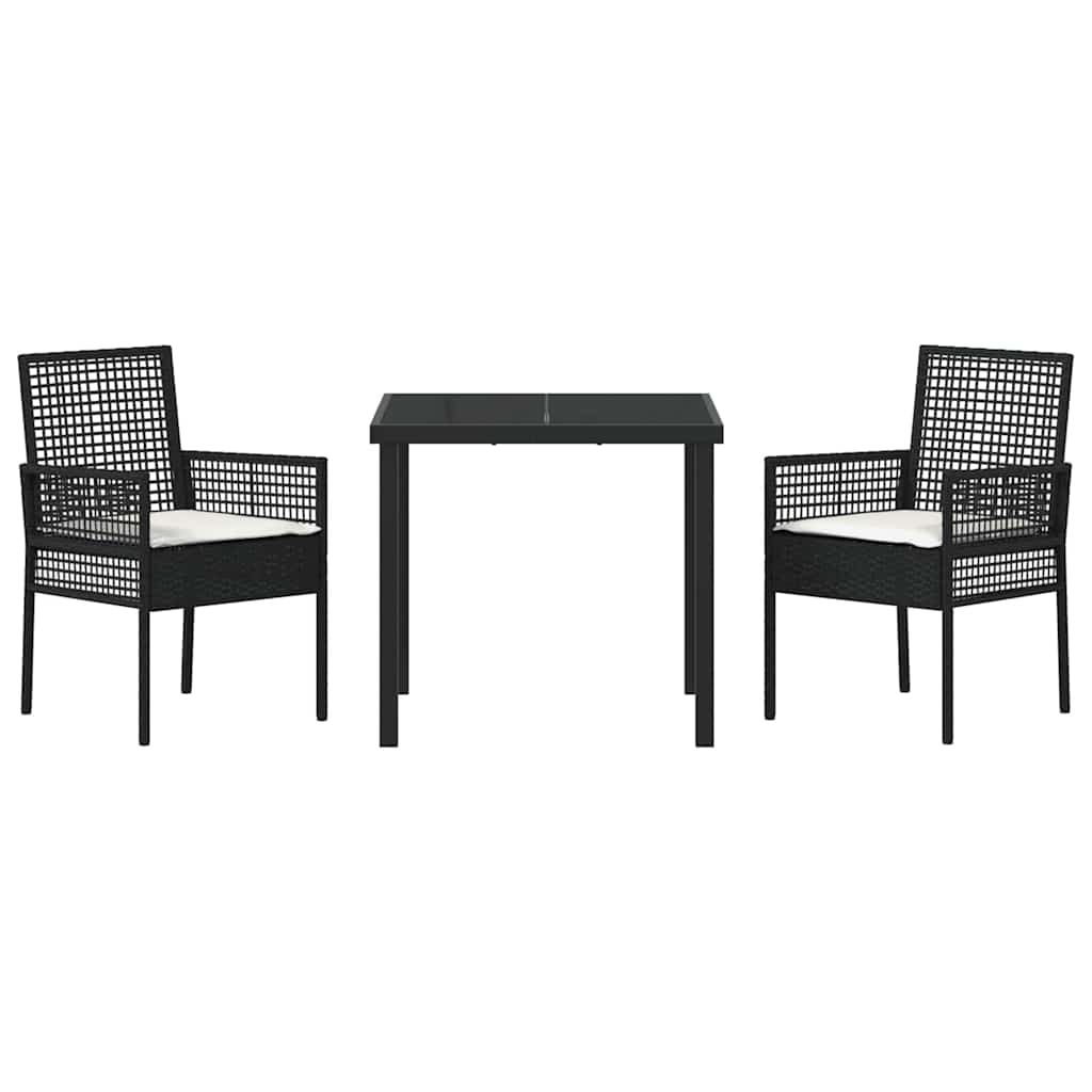 Conjunto de Comedor de Jardín 3 pcs Negro ratán sintético