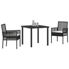 Conjunto de Comedor de Jardín 3 pcs Negro ratán sintético