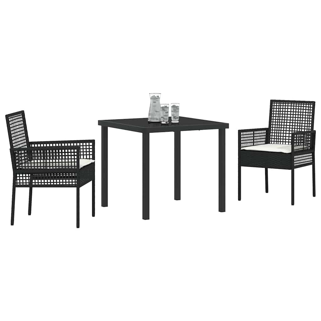 Conjunto de Comedor de Jardín 3 pcs Negro ratán sintético