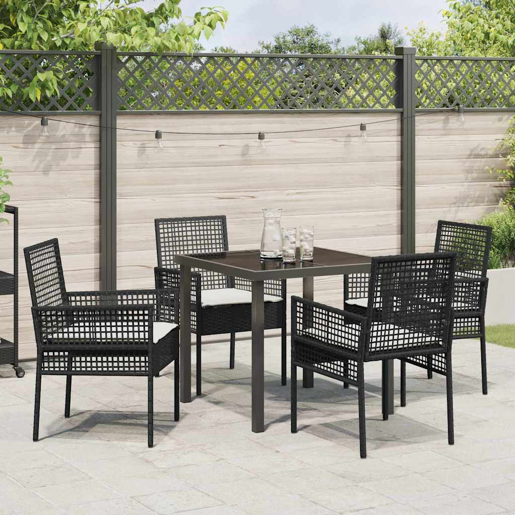Conjunto de Comedor de Jardín 5 pcs Negro ratán sintético