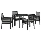 Conjunto de Comedor de Jardín 5 pcs Negro ratán sintético
