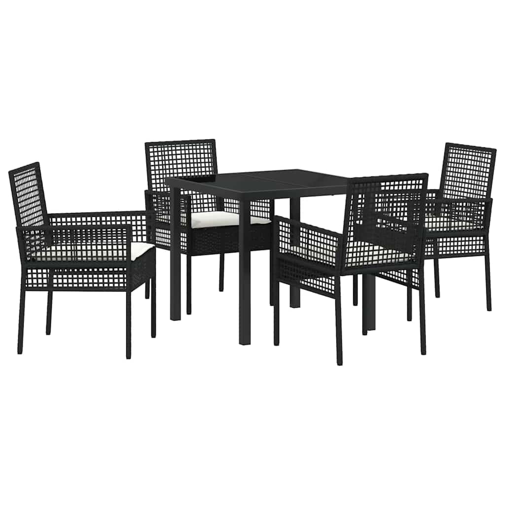 Conjunto de Comedor de Jardín 5 pcs Negro ratán sintético