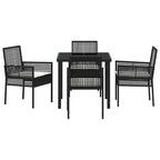 Conjunto de Comedor de Jardín 5 pcs Negro ratán sintético