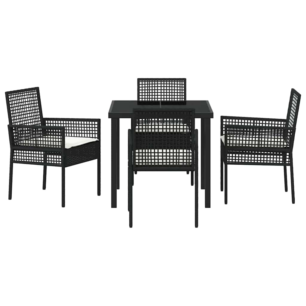 Conjunto de Comedor de Jardín 5 pcs Negro ratán sintético