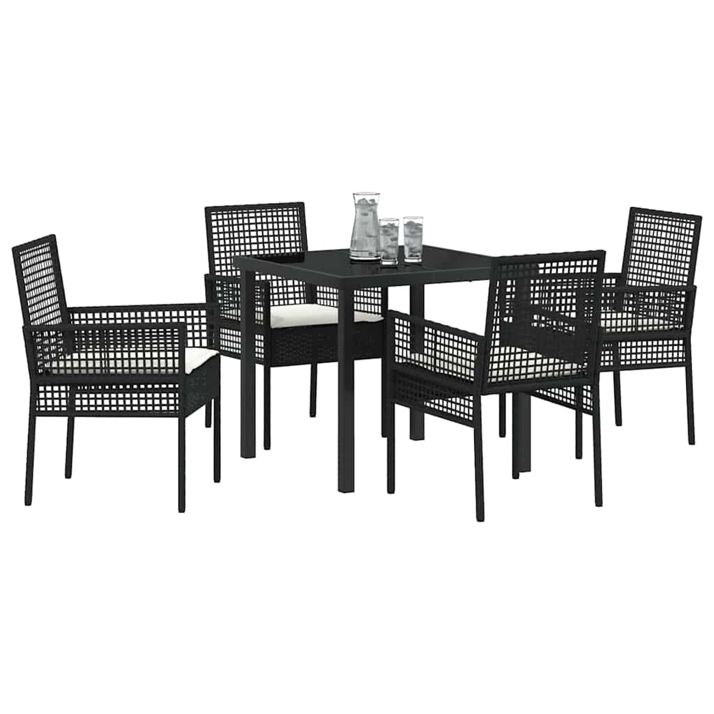 Conjunto de Comedor de Jardín 5 pcs Negro ratán sintético