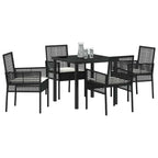 Conjunto de Comedor de Jardín 5 pcs Negro ratán sintético