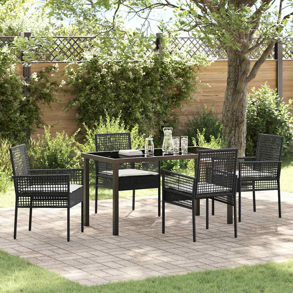 Conjunto de Comedor de Jardín 5 pcs Negro ratán sintético