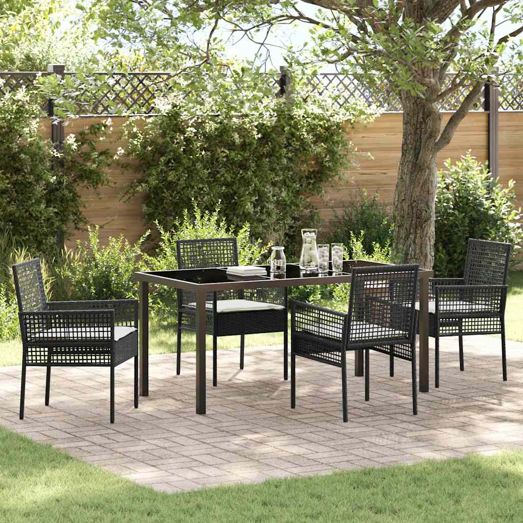 Conjunto de Comedor de Jardín 5 pcs Negro ratán sintético