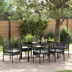 Conjunto de Comedor de Jardín 7 pcs Negro ratán sintético