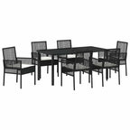 Conjunto de Comedor de Jardín 7 pcs Negro ratán sintético