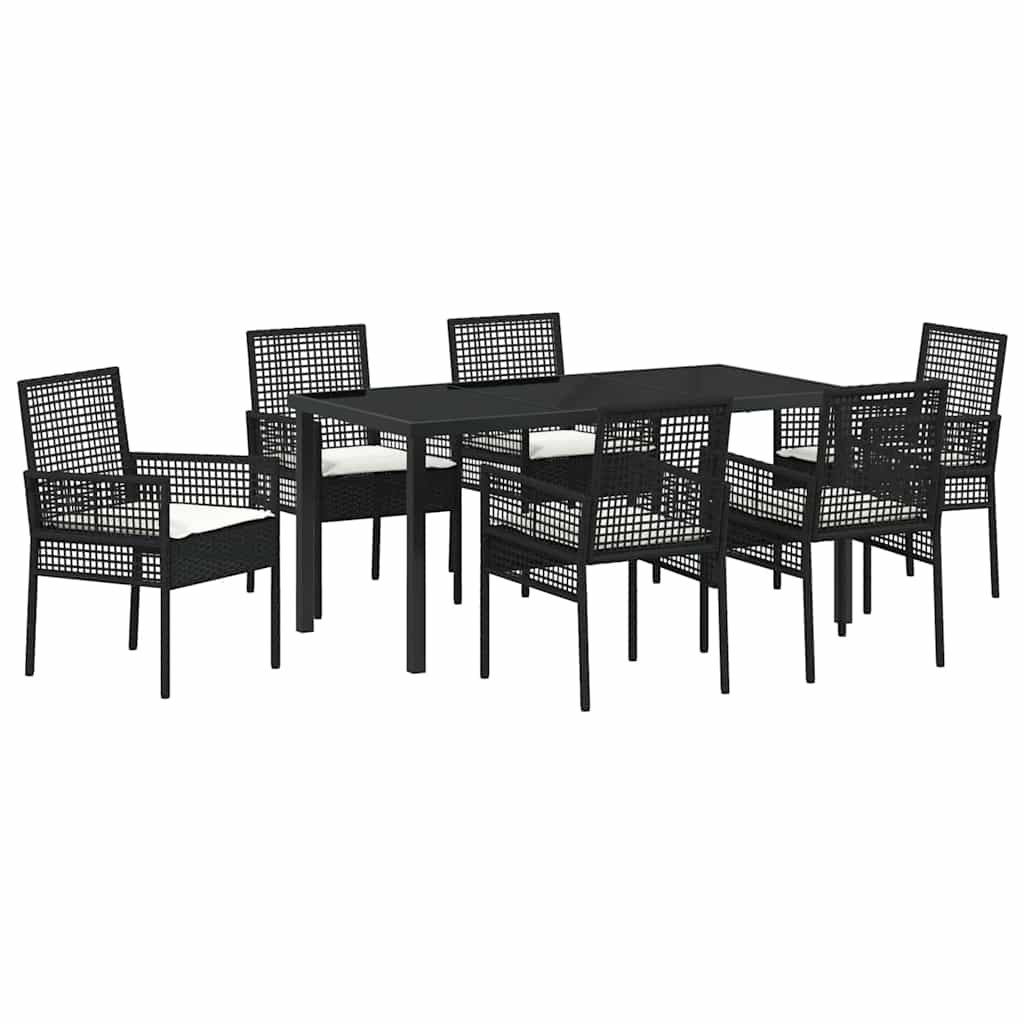 Conjunto de Comedor de Jardín 7 pcs Negro ratán sintético
