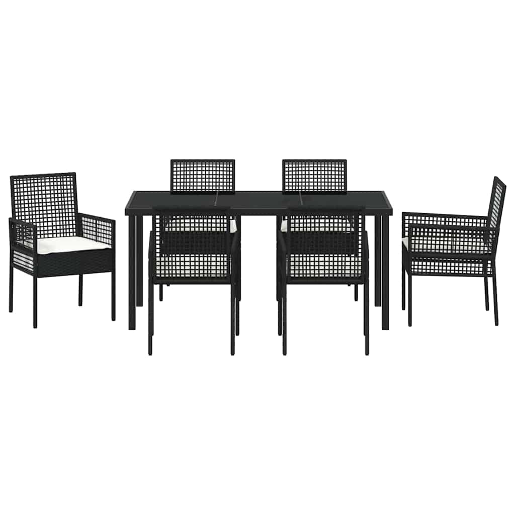 Conjunto de Comedor de Jardín 7 pcs Negro ratán sintético