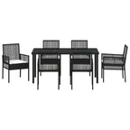 Conjunto de Comedor de Jardín 7 pcs Negro ratán sintético