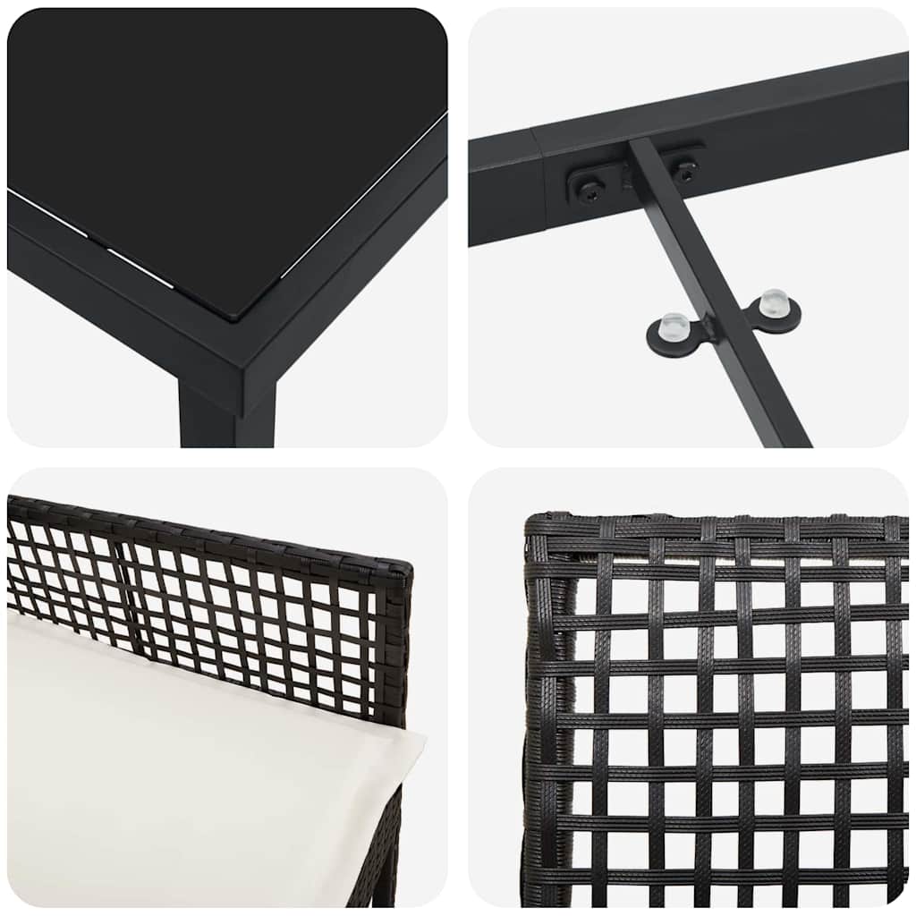 Conjunto de Comedor de Jardín 9 pcs Negro ratán sintético