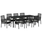 Conjunto de Comedor de Jardín 9 pcs Negro ratán sintético