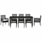 Conjunto de Comedor de Jardín 9 pcs Negro ratán sintético