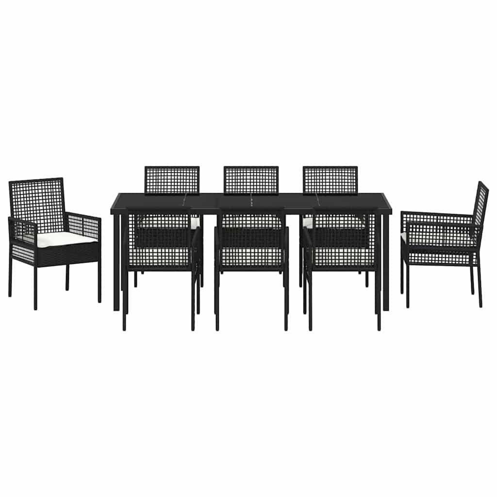 Conjunto de Comedor de Jardín 9 pcs Negro ratán sintético