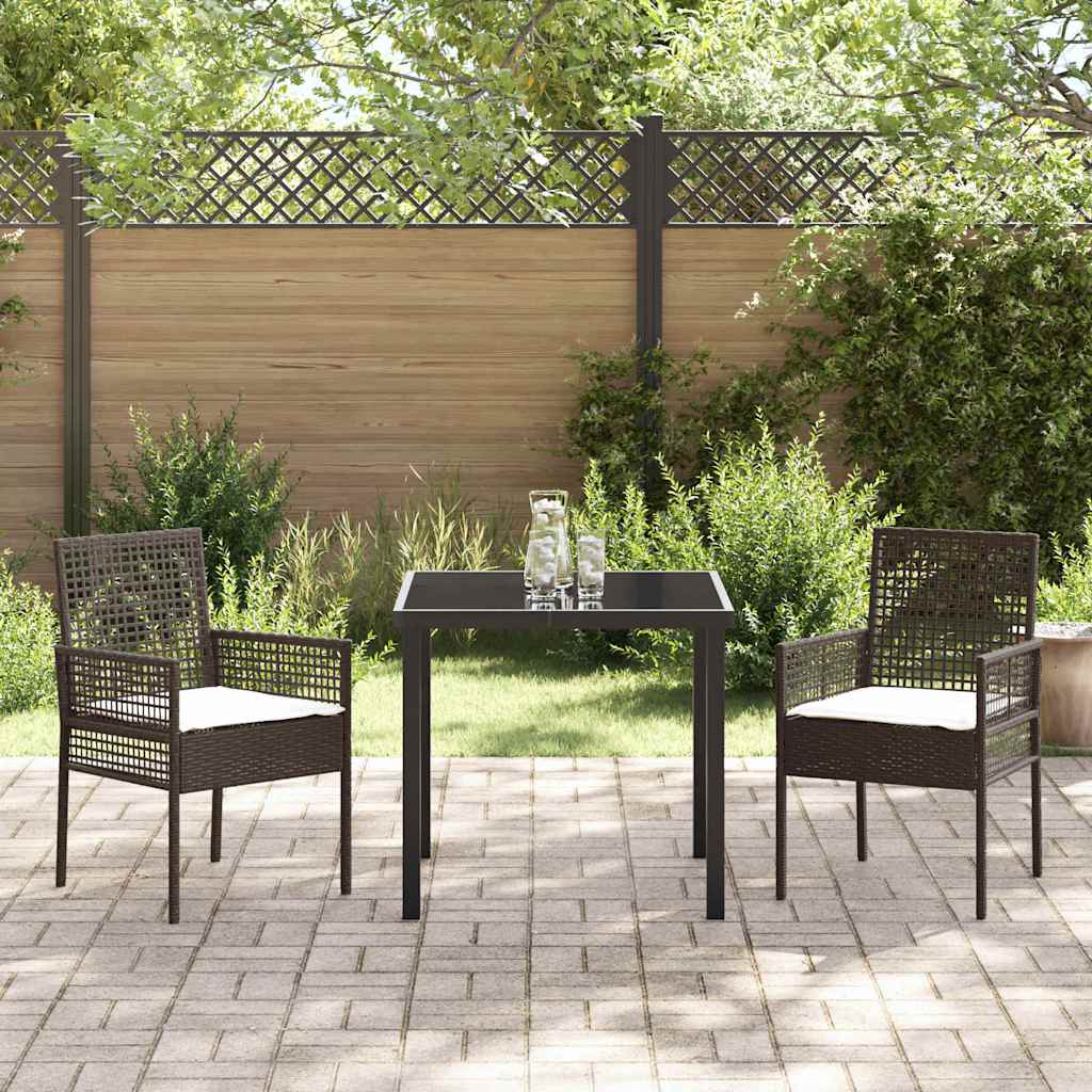 Conjunto de Comedor de Jardín 3 pcs Marrón ratán sintético