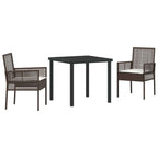 Conjunto de Comedor de Jardín 3 pcs Marrón ratán sintético