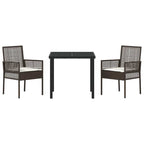 Conjunto de Comedor de Jardín 3 pcs Marrón ratán sintético