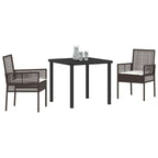 Conjunto de Comedor de Jardín 3 pcs Marrón ratán sintético