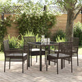 Conjunto de Comedor de Jardín 5 pcs Marrón ratán sintético