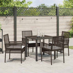 Conjunto de Comedor de Jardín 5 pcs Marrón ratán sintético