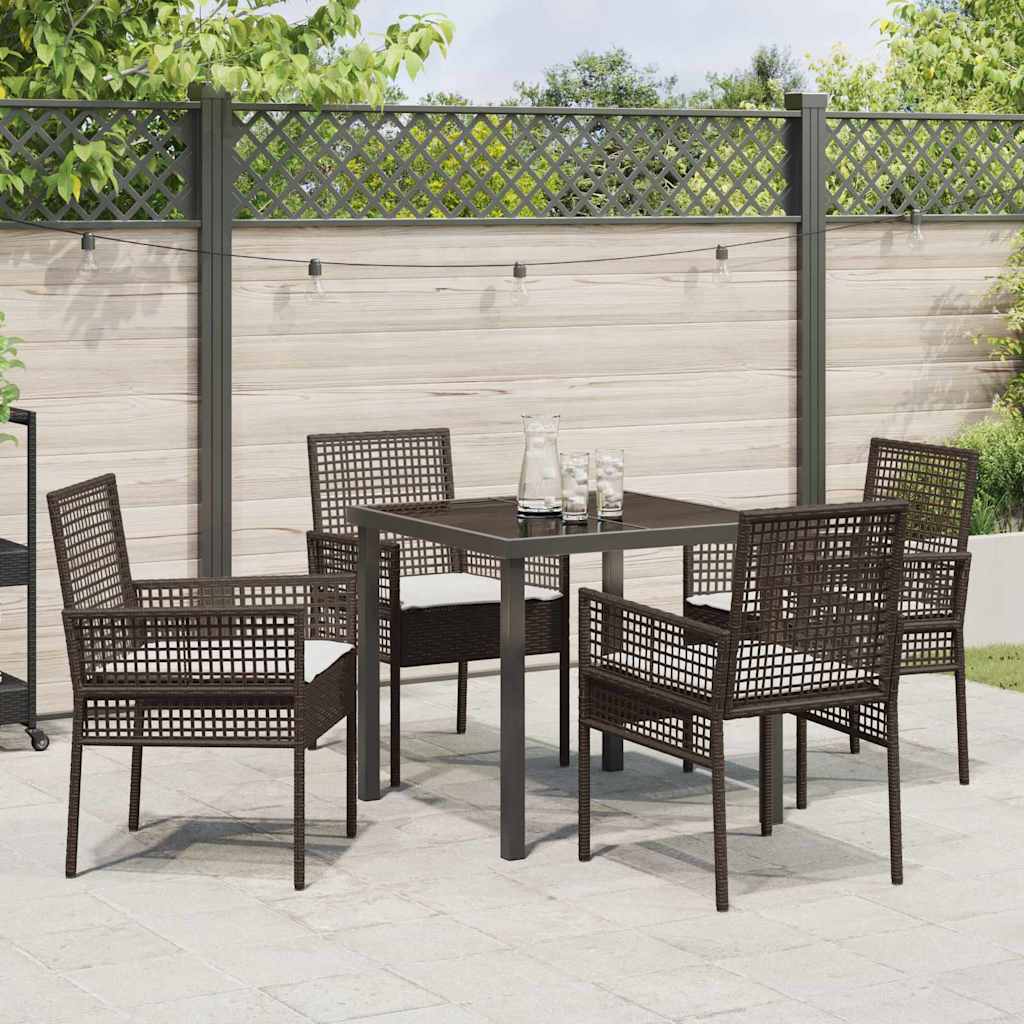 Conjunto de Comedor de Jardín 5 pcs Marrón ratán sintético