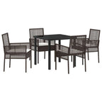 Conjunto de Comedor de Jardín 5 pcs Marrón ratán sintético