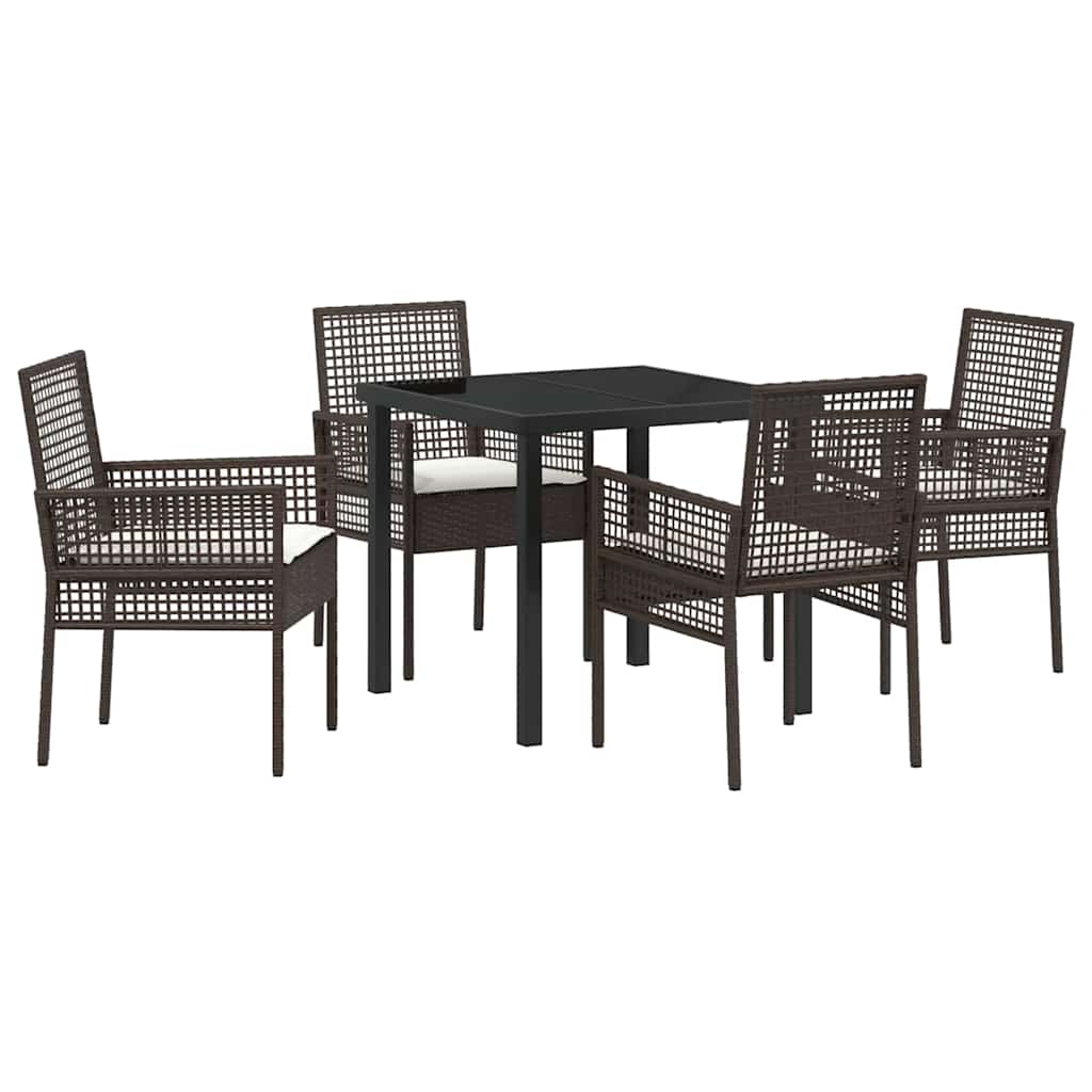 Conjunto de Comedor de Jardín 5 pcs Marrón ratán sintético