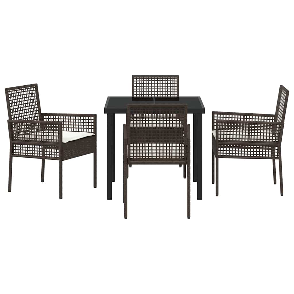 Conjunto de Comedor de Jardín 5 pcs Marrón ratán sintético