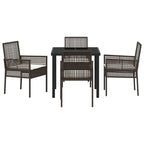 Conjunto de Comedor de Jardín 5 pcs Marrón ratán sintético