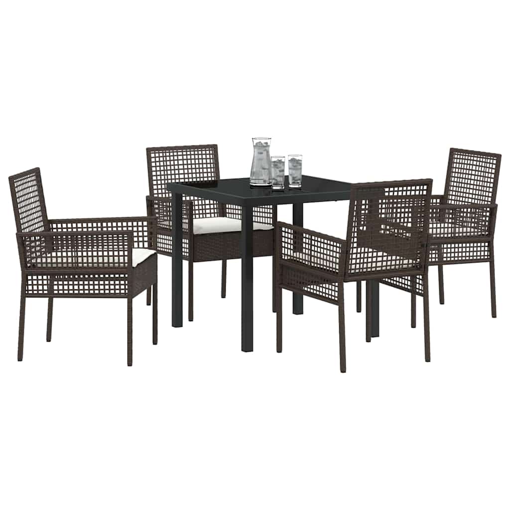 Conjunto de Comedor de Jardín 5 pcs Marrón ratán sintético