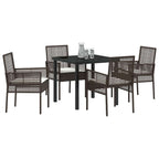 Conjunto de Comedor de Jardín 5 pcs Marrón ratán sintético