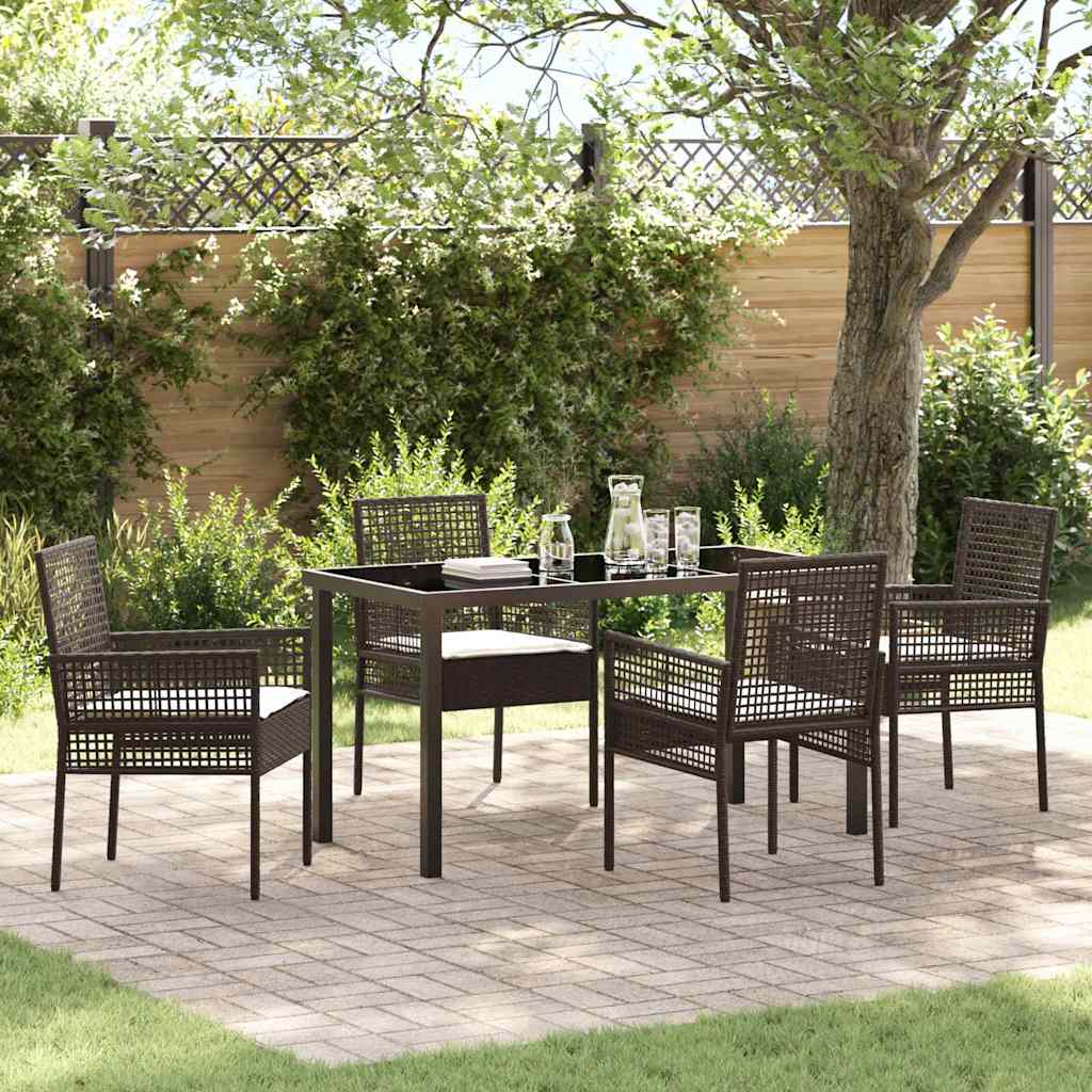 Conjunto de Comedor de Jardín 5 pcs Marrón ratán sintético