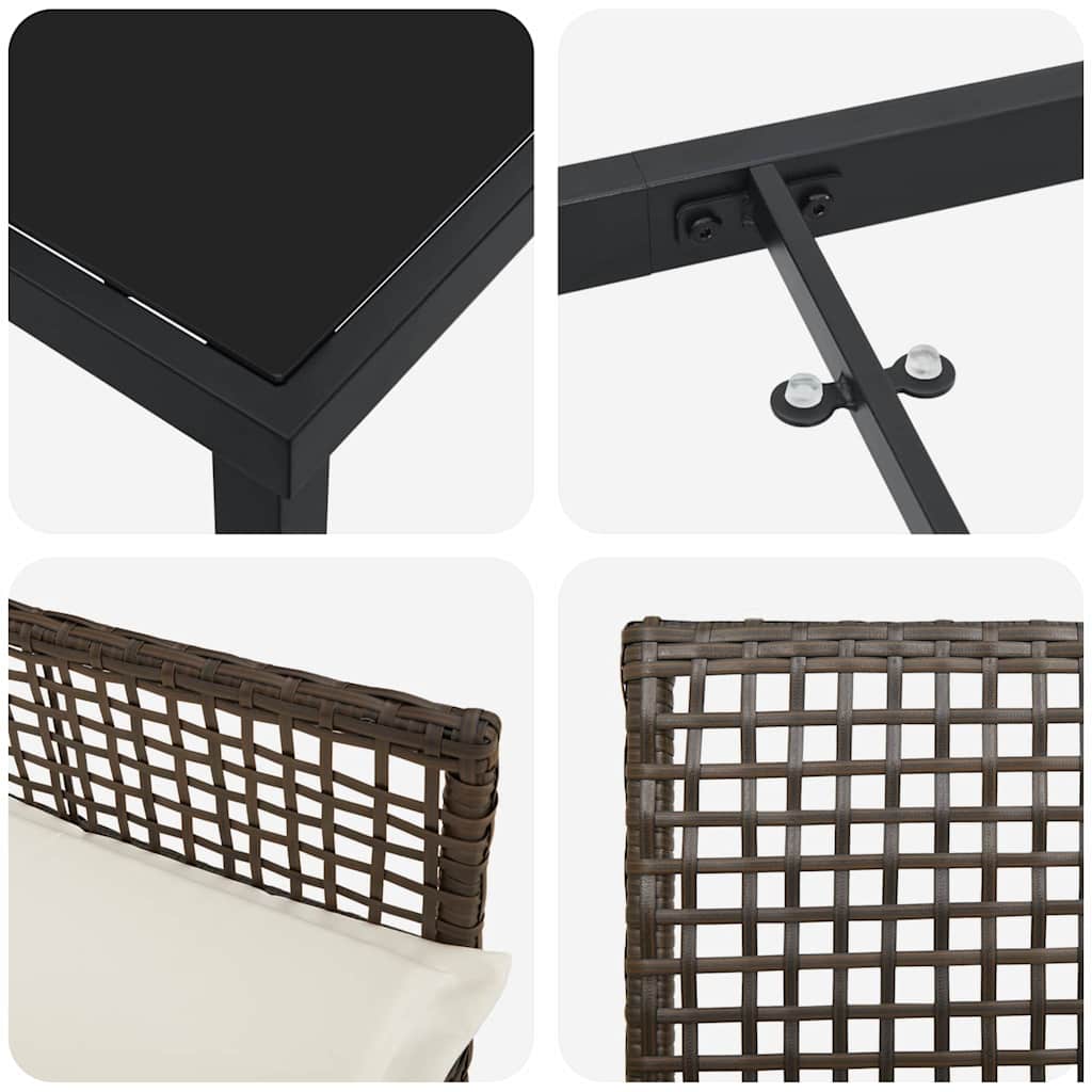 Conjunto de Comedor de Jardín 7 pcs Marrón ratán sintético