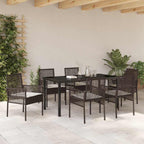 Conjunto de Comedor de Jardín 7 pcs Marrón ratán sintético