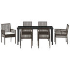 Conjunto de Comedor de Jardín 7 pcs Marrón ratán sintético