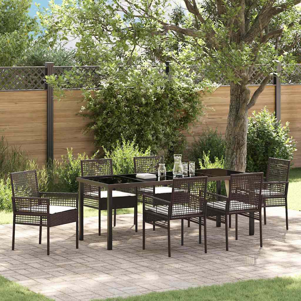 Conjunto de Comedor de Jardín 7 pcs Marrón ratán sintético