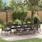Conjunto de Comedor de Jardín 9 pcs Marrón ratán sintético