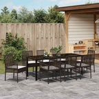 Conjunto de Comedor de Jardín 9 pcs Marrón ratán sintético