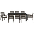 Conjunto de Comedor de Jardín 9 pcs Marrón ratán sintético