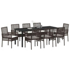 Conjunto de Comedor de Jardín 9 pcs Marrón ratán sintético