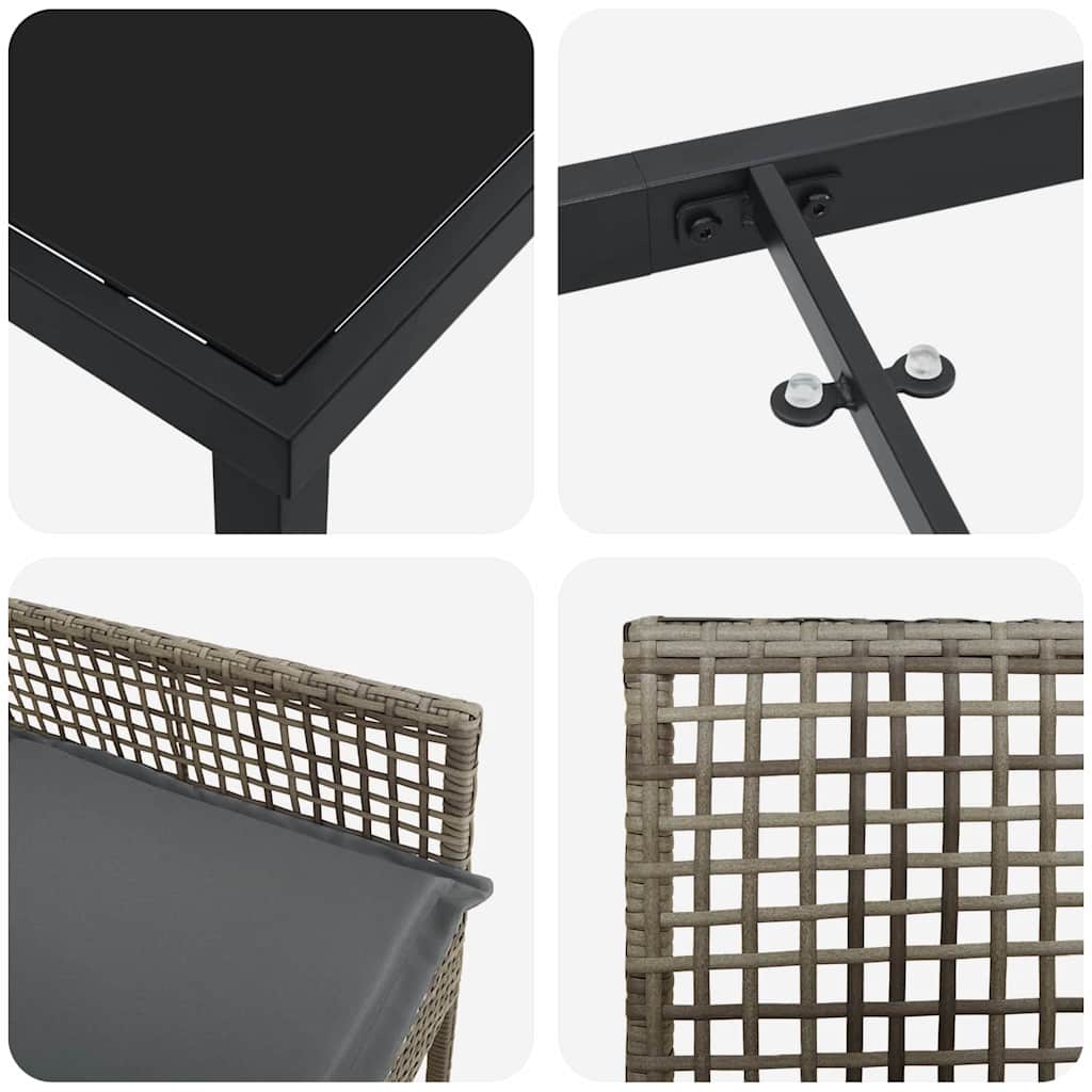 Conjunto de Comedor de Jardín 3 pcs Gris ratán sintético