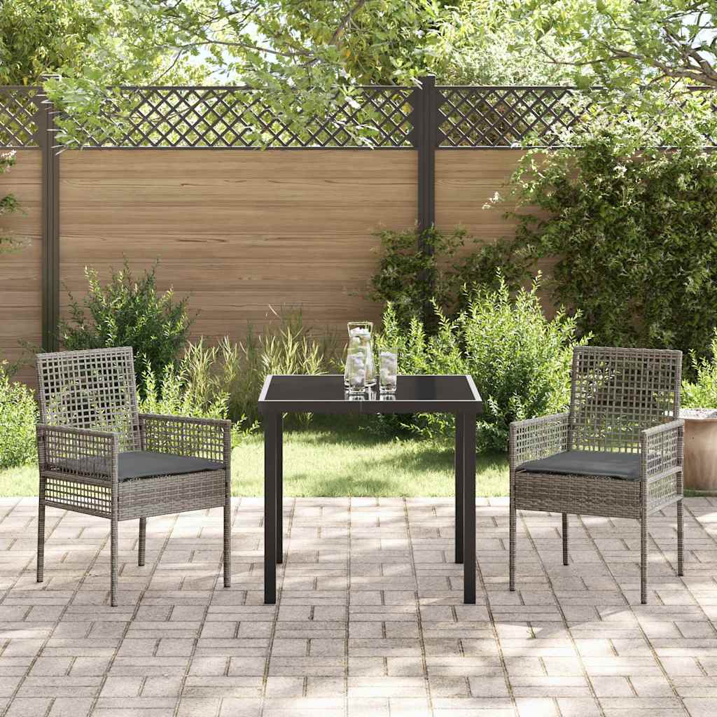 Conjunto de Comedor de Jardín 3 pcs Gris ratán sintético